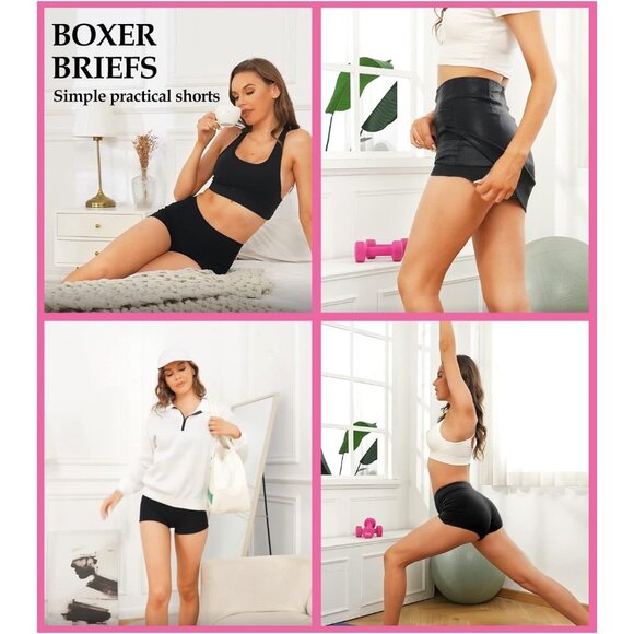 Women's Cotton Boyshorts 4 Pack Mid-High Waist Breathable Comfortable Underwear - Picture 4 of 4